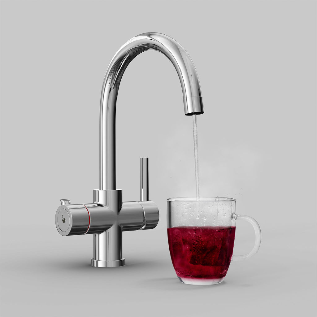 Fohen Furnas Polished Chrome Boiling Water Tap with Red Cup