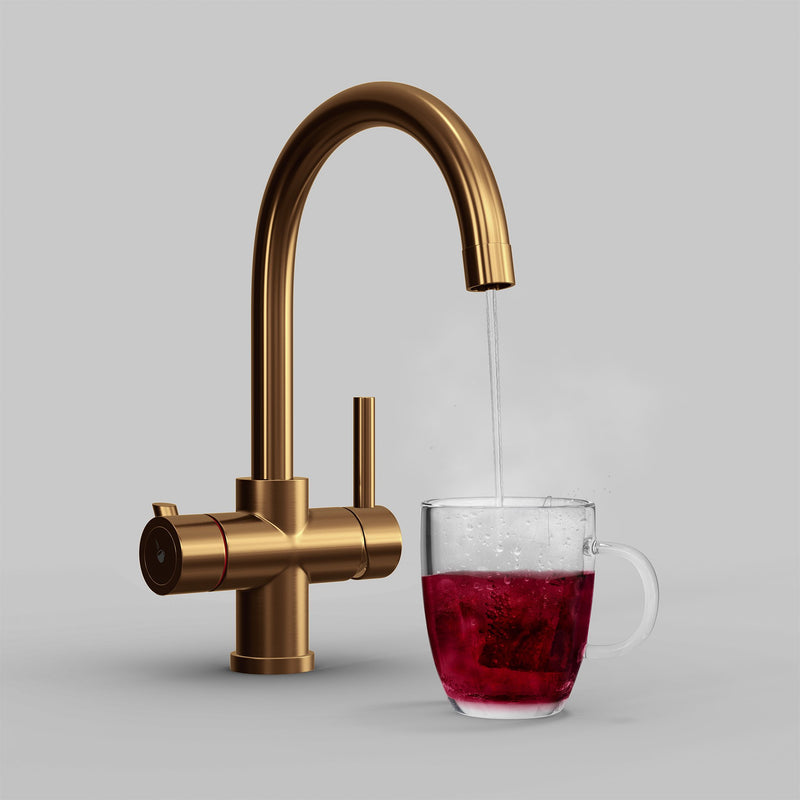 Fohen Furnas Brushed Copper Boiling Water Tap with Red Cup