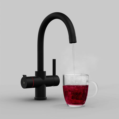 Fohen Furnas Matt Black Boiling Water Tap with Red Cup