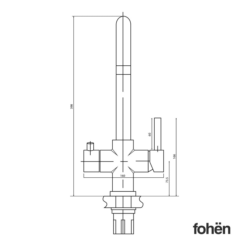 Fohen Furnas Brushed Gold Back Dimensions Line Drawing