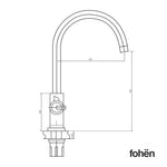 Fohen Furnas Brushed Gold Side Dimensions Line Drawing