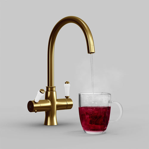 Fohen Fantale Brushed Gold Boiling Water Tap with Red Cup